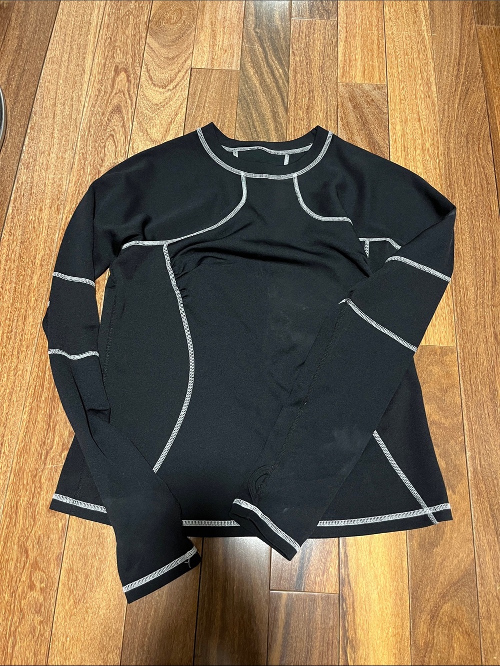lululemon athletica Black Long Sleeve Top with Gray Contrast Stitching